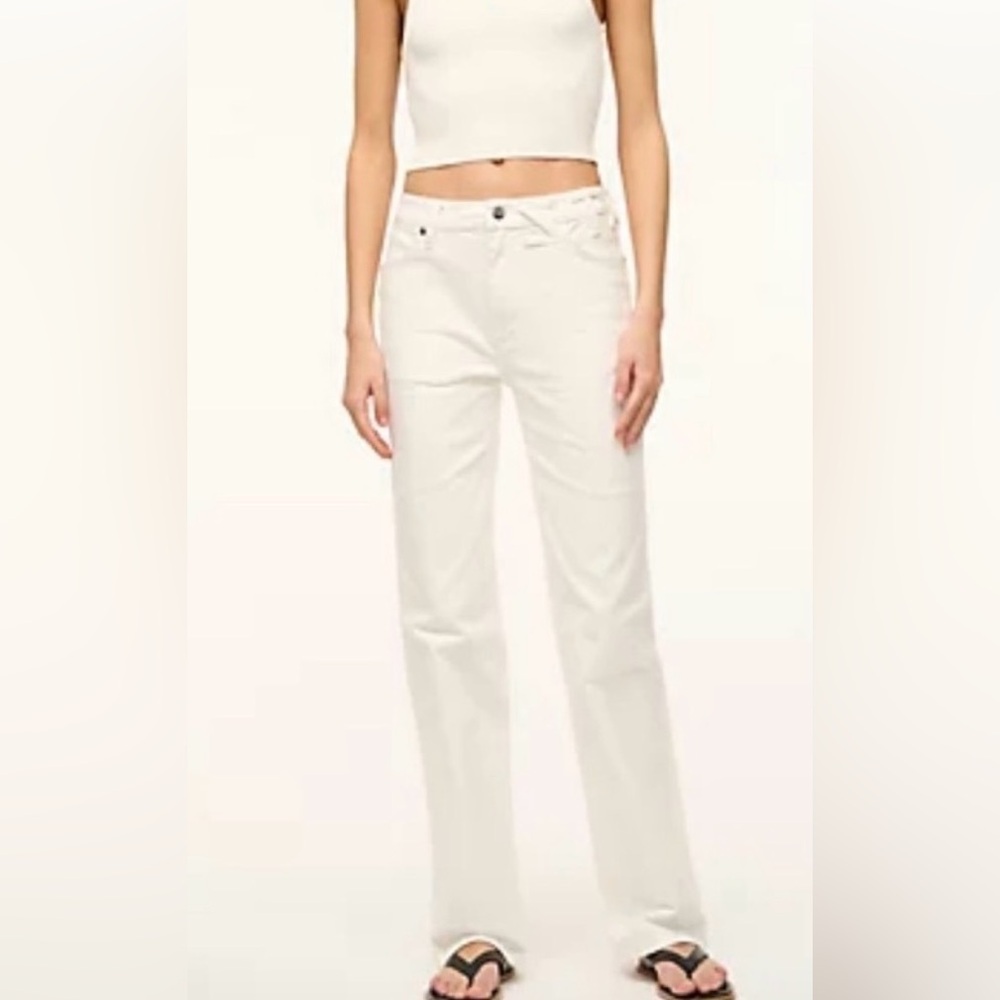 NWOT STAUD  + WRANGLER THE STRAIGHT CUT JEAN IN WHITE